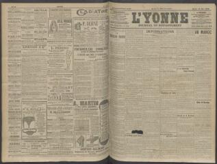 4 vues - L\'Yonne, journal du département, n° 116, mardi 12 mai 1908 (ouvre la visionneuse)