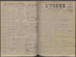 4 vues - L\'Yonne, journal du département, n° 120, samedi 16 mai 1908 (ouvre la visionneuse)