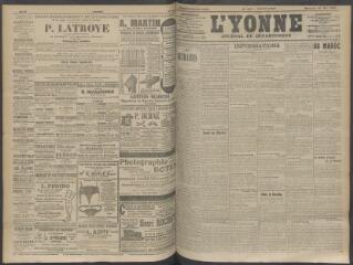 4 vues - L\'Yonne, journal du département, n° 123, mercredi 20 mai 1908 (ouvre la visionneuse)