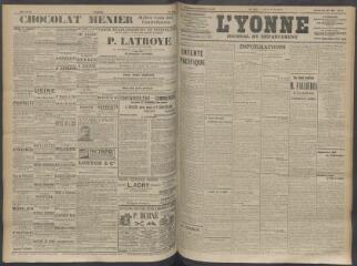 4 vues - L\'Yonne, journal du département, n° 130, vendredi 29 mai 1908 (ouvre la visionneuse)