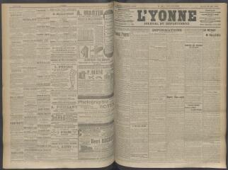 4 vues - L\'Yonne, journal du département, n° 131, samedi 30 mai 1908 (ouvre la visionneuse)