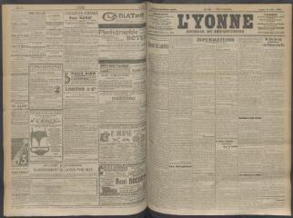 4 vues - L\'Yonne, journal du département, n° 132, lundi 1 juin 1908 (ouvre la visionneuse)