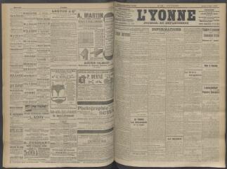 4 vues - L\'Yonne, journal du département, n° 135, jeudi 4 juin 1908 (ouvre la visionneuse)