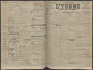 4 vues - L\'Yonne, journal du département, n° 138, mardi 9 juin 1908 (ouvre la visionneuse)