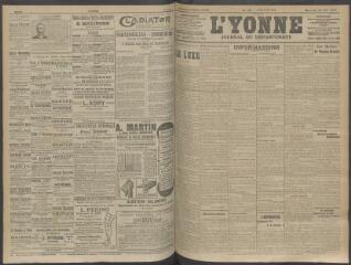 4 vues - L\'Yonne, journal du département, n° 139, mercredi 10 juin 1908 (ouvre la visionneuse)