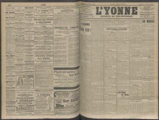 4 vues - L\'Yonne, journal du département, n° 141, vendredi 12 juin 1908 (ouvre la visionneuse)