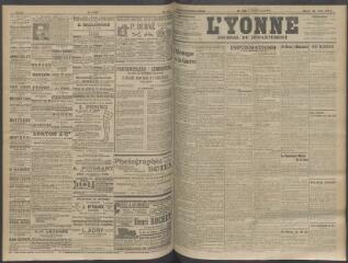 4 vues - L\'Yonne, journal du département, n° 150, mardi 23 juin 1908 (ouvre la visionneuse)