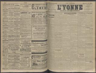 4 vues - L\'Yonne, journal du département, n° 151, mercredi 24 juin 1908 (ouvre la visionneuse)