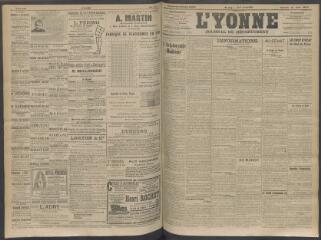 4 vues - L\'Yonne, journal du département, n° 154, samedi 27 juin 1908 (ouvre la visionneuse)