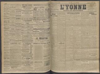 4 vues - L\'Yonne, journal du département, n° 158, jeudi 2 juillet 1908 (ouvre la visionneuse)