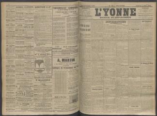 4 vues - L\'Yonne, journal du département, n° 159, vendredi 3 juillet 1908 (ouvre la visionneuse)
