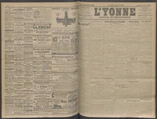 4 vues - L\'Yonne, journal du département, n° 169, jeudi 16 juillet 1908 (ouvre la visionneuse)