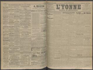 4 vues - L\'Yonne, journal du département, n° 171, samedi 18 juillet 1908 (ouvre la visionneuse)