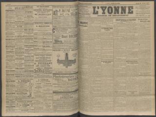 4 vues - L\'Yonne, journal du département, n° 175, jeudi 23 juillet 1908 (ouvre la visionneuse)