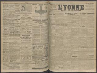 4 vues - L\'Yonne, journal du département, n° 179, mardi 28 juillet 1908 (ouvre la visionneuse)