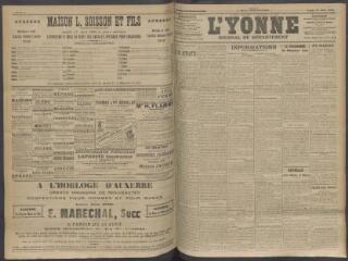 4 vues - L\'Yonne, journal du département, n° 195, lundi 17 août 1908 (ouvre la visionneuse)