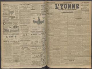 4 vues - L\'Yonne, journal du département, n° 196, mardi 18 août 1908 (ouvre la visionneuse)