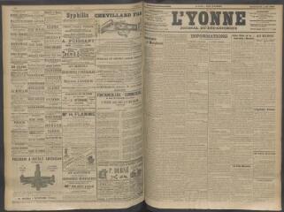 4 vues - L\'Yonne, journal du département, n° 199, vendredi 21 août 1908 (ouvre la visionneuse)