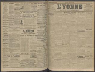 4 vues - L\'Yonne, journal du département, n° 200, samedi 22 août 1908 (ouvre la visionneuse)