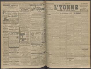 4 vues - L\'Yonne, journal du département, n° 201, lundi 24 août 1908 (ouvre la visionneuse)