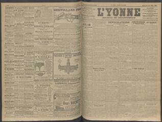 4 vues - L\'Yonne, journal du département, n° 203, mercredi 26 août 1908 (ouvre la visionneuse)