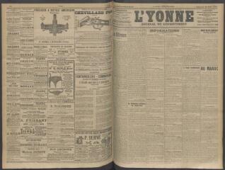4 vues - L\'Yonne, journal du département, n° 205, vendredi 28 août 1908 (ouvre la visionneuse)