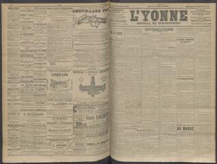 4 vues - L\'Yonne, journal du département, n° 209, mercredi 2 septembre 1908 (ouvre la visionneuse)