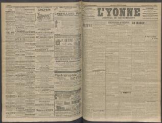4 vues - L\'Yonne, journal du département, n° 210, jeudi 3 septembre 1908 (ouvre la visionneuse)