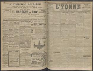 4 vues - L\'Yonne, journal du département, n° 213, lundi 7 septembre 1908 (ouvre la visionneuse)