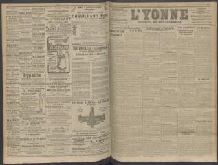 4 vues - L\'Yonne, journal du département, n° 223, vendredi 18 septembre 1908 (ouvre la visionneuse)