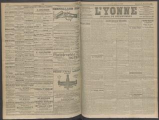 4 vues - L\'Yonne, journal du département, n° 227, mercredi 23 septembre 1908 (ouvre la visionneuse)