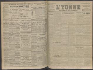 4 vues - L\'Yonne, journal du département, n° 228, jeudi 24 septembre 1908 (ouvre la visionneuse)