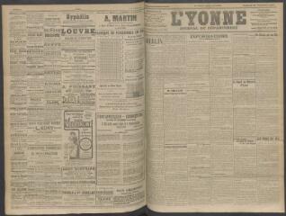 4 vues - L\'Yonne, journal du département, n° 229, vendredi 25 septembre 1908 (ouvre la visionneuse)