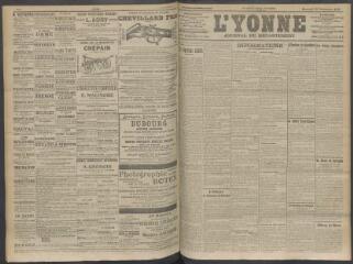 4 vues - L\'Yonne, journal du département, n° 233, mercredi 30 septembre 1908 (ouvre la visionneuse)