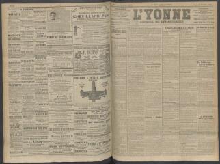 4 vues - L\'Yonne, journal du département, n° 234, jeudi 1 octobre 1908 (ouvre la visionneuse)