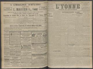 4 vues - L\'Yonne, journal du département, n° 237, lundi 5 octobre 1908 (ouvre la visionneuse)