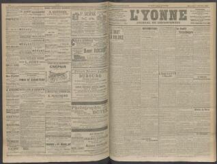 4 vues - L\'Yonne, journal du département, n° 239, mercredi 7 octobre 1908 (ouvre la visionneuse)
