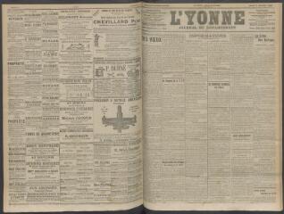 4 vues - L\'Yonne, journal du département, n° 240, jeudi 8 octobre 1908 (ouvre la visionneuse)