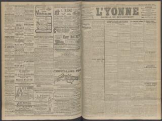 4 vues - L\'Yonne, journal du département, n° 245, mercredi 14 octobre 1908 (ouvre la visionneuse)