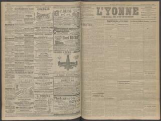 4 vues - L\'Yonne, journal du département, n° 246, jeudi 15 octobre 1908 (ouvre la visionneuse)