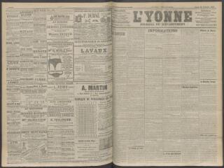 4 vues - L\'Yonne, journal du département, n° 258, jeudi 29 octobre 1908 (ouvre la visionneuse)