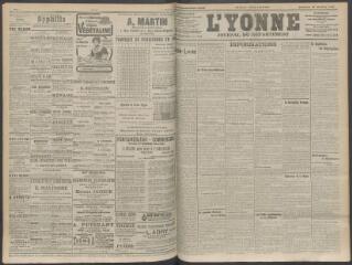 4 vues - L\'Yonne, journal du département, n° 259, vendredi 30 octobre 1908 (ouvre la visionneuse)