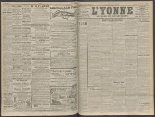 4 vues - L\'Yonne, journal du département, n° 260, samedi 31 octobre 1908 (ouvre la visionneuse)