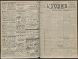 4 vues - L\'Yonne, journal du département, n° 261, lundi 2 novembre 1908 (ouvre la visionneuse)