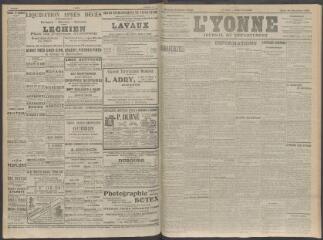 4 vues - L\'Yonne, journal du département, n° 294, jeudi 10 décembre 1908 (ouvre la visionneuse)