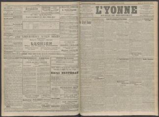 4 vues - L\'Yonne, journal du département, n° 298, mardi 15 décembre 1908 (ouvre la visionneuse)