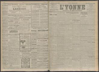 4 vues - L\'Yonne, journal du département, n° 304, mardi 22 décembre 1908 (ouvre la visionneuse)