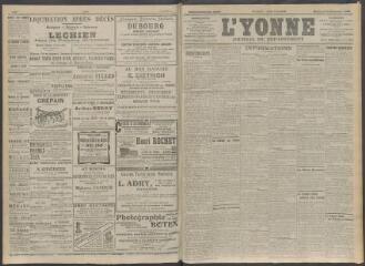4 vues - L\'Yonne, journal du département, n° 305, mercredi 23 décembre 1908 (ouvre la visionneuse)