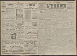 4 vues - L\'Yonne, journal du département, n° 306, jeudi 24 décembre 1908 (ouvre la visionneuse)