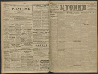 4 vues - L\'Yonne, journal du département, n° 12, vendredi 15 janvier 1909 (ouvre la visionneuse)